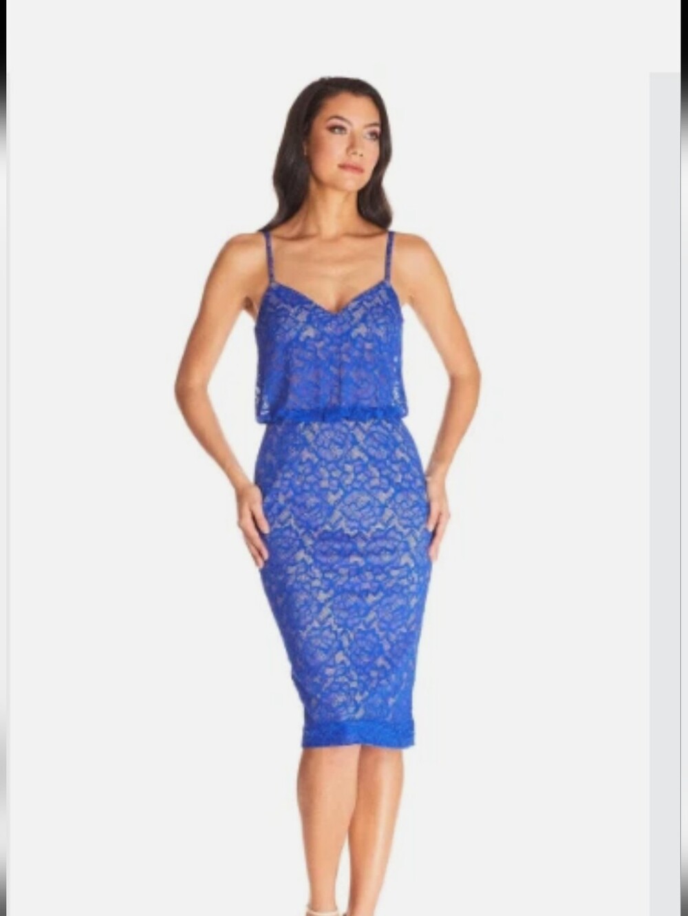 Dress the Population Size XS Alisha Electric Blue Lace Cocktail Dress NWT